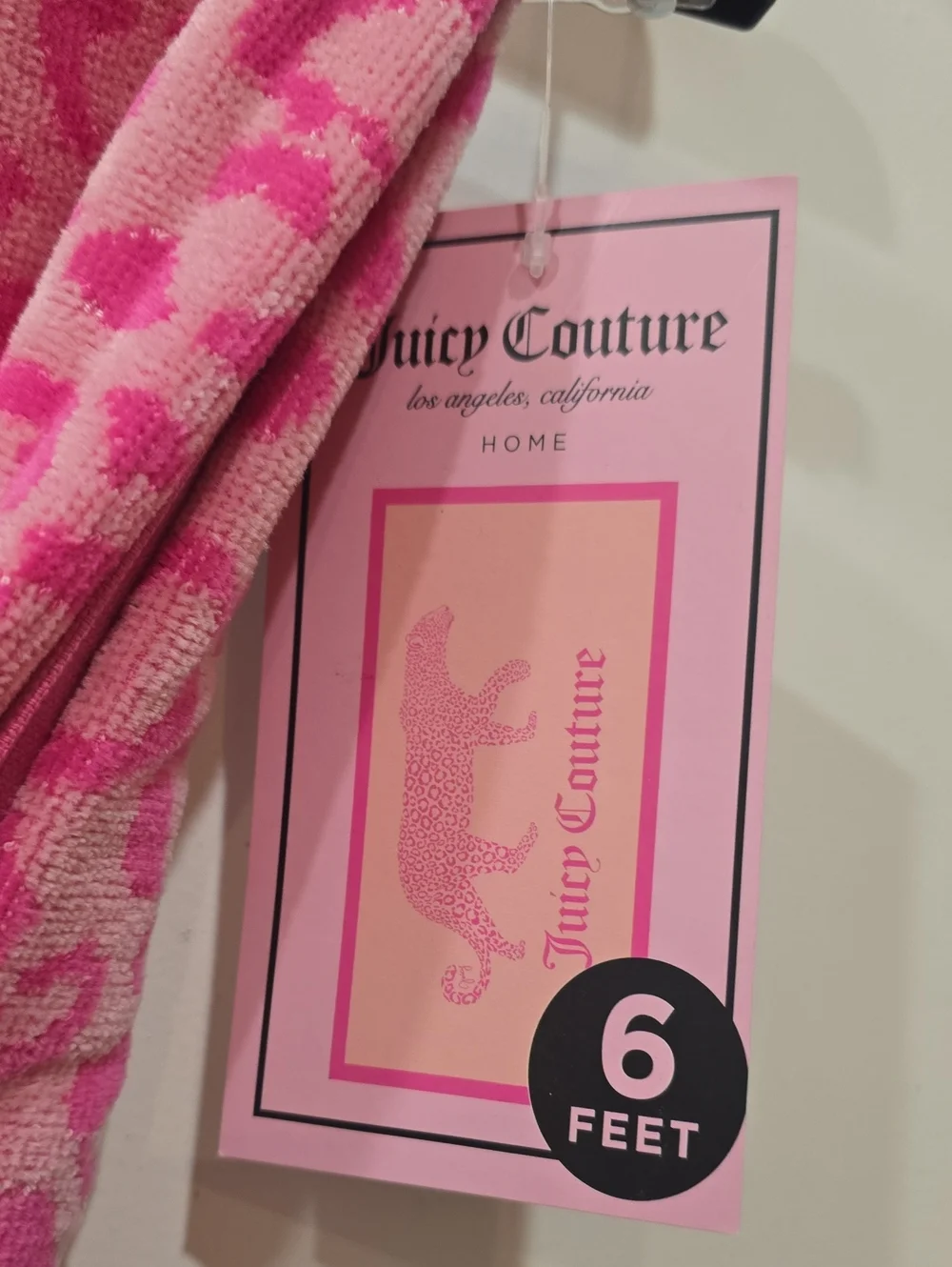 Juicy Couture Home Pink Leopard Logo Panel Oversized Beach Towel